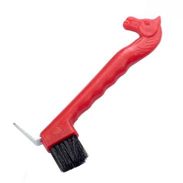 Red BATTLES HAYWARD Horse Head Hoof Pick with Brush Red