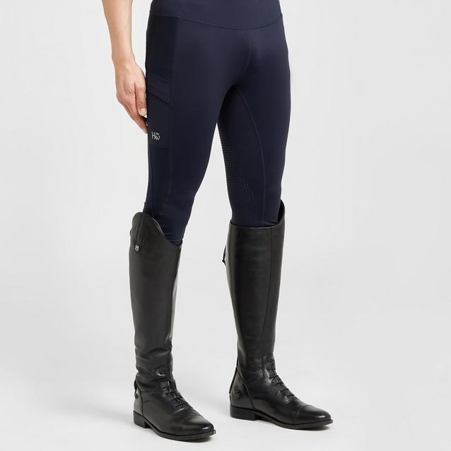 Blue Horseware Ladies Silicone Grip Riding Tights Navy image 1