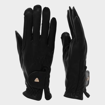 Black Aubrion Leather Riding Gloves Black
