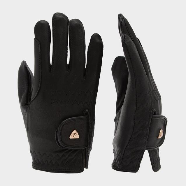 Black Aubrion Child Leather Riding Gloves Black image 1