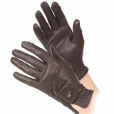 Brown Aubrion Childs Leather Riding Gloves Brown