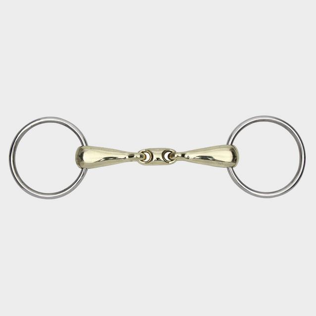 Brown Shires Brass Alloy Training Bit Loose Ring Snaffle 14mm Mouthpiece image 1