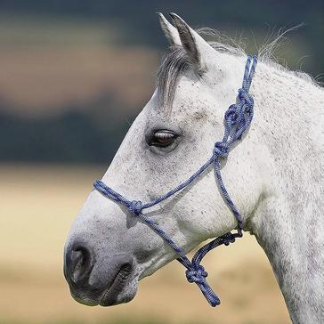 Blue Shires Adjustable Rope Halter Navy/White