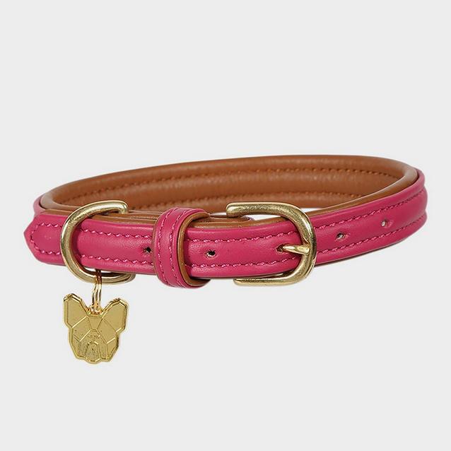 Pink Digby & Fox Padded Leather Dog Collar Pink image 1