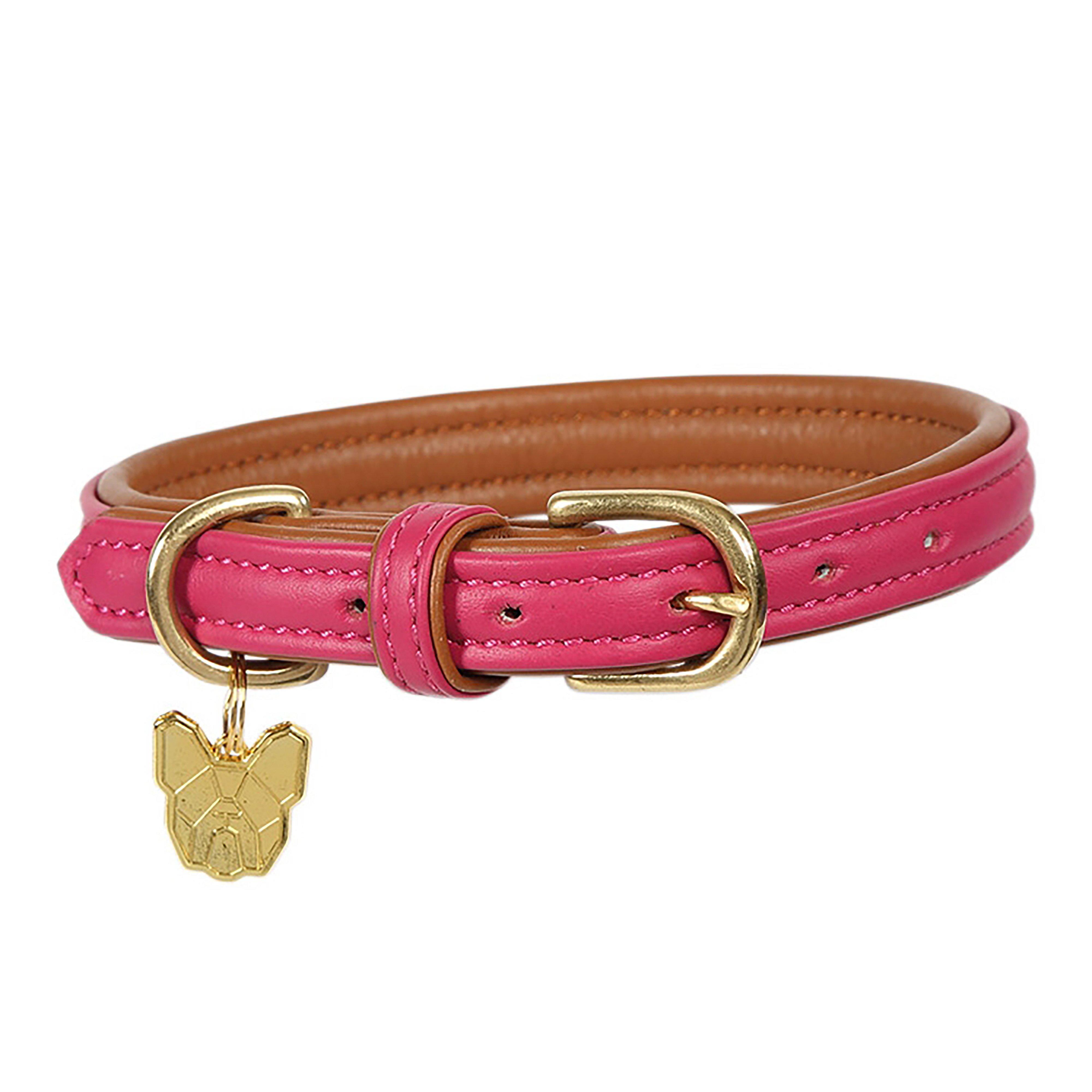 Padded Leather Dog Collar Pink