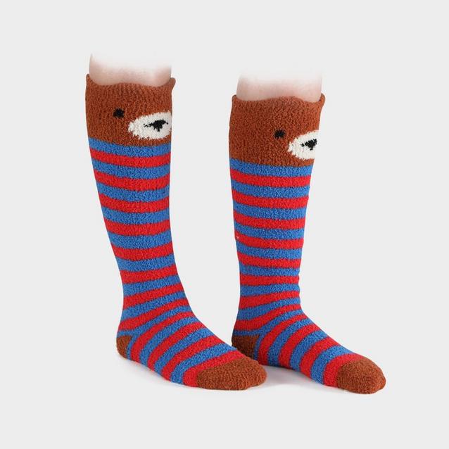 Brown Shires Childrens Fluffy Socks Bear image 1