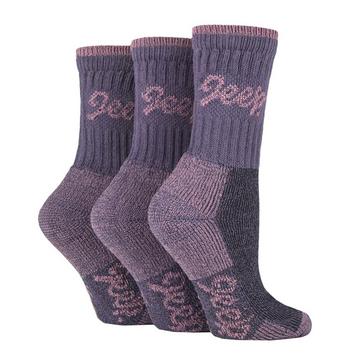 Purple Jeep Ladies Luxury Boot Socks 3 Pack Purple/Rose