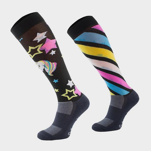 Black Comodo Ladies Novelty Socks Black Unicorn image 1