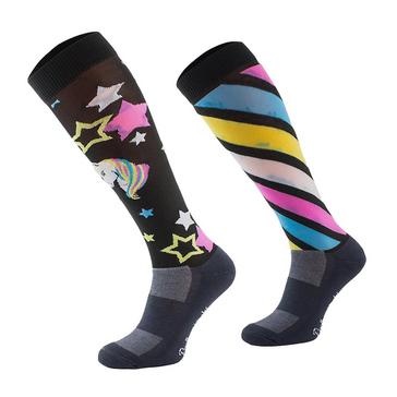 Black Comodo Ladies Novelty Socks Black Unicorn