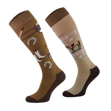 Brown Comodo Ladies Novelty Socks Dressage