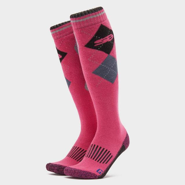 Pink Storm Bloc Ladies Patterdale Long Socks Cerise/Black image 1