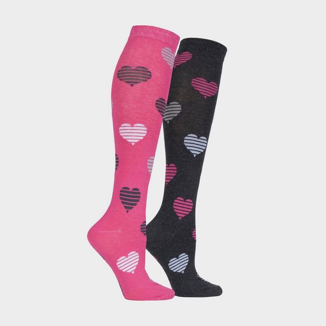 Pink Storm Bloc StormBloc® Equestrian Kids Hearts Socks 2 Pack Cerise image 1