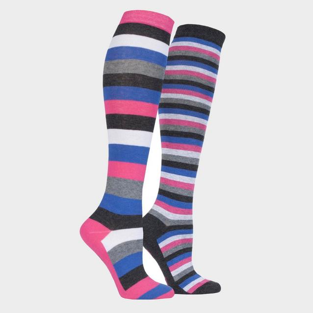 Pink Storm Bloc StormBloc® Equestrian Ladies Stripe Socks 2 Pack Cerise image 1