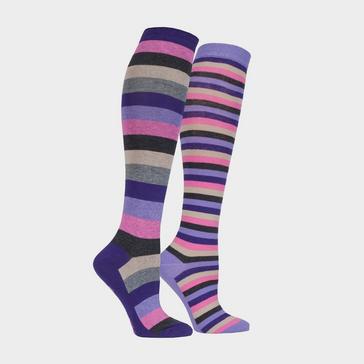 Purple Storm Bloc StormBloc® Equestrian Ladies Stripe Socks 2 Pack Purple