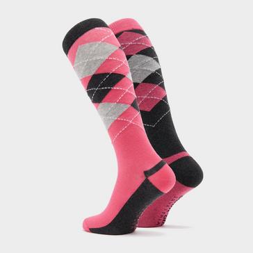 Pink Storm Bloc Ladies Argyle Socks 2 Pack Cerise
