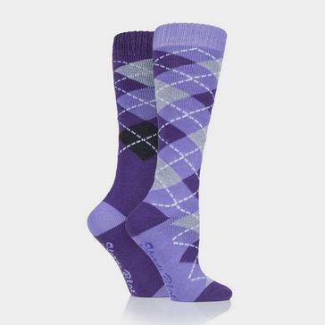 Purple Storm Bloc Womens Midweight Argyle Lingfield 2 Pack Socks Purple