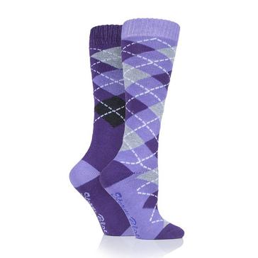 Purple Storm Bloc Womens Midweight Argyle Lingfield 2 Pack Socks Purple