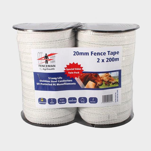White Fenceman Electric Tape Twin Pack White 200m image 1