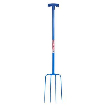 Blue Trilanco Red Gorilla Tubular T-Grip 4 Prong Manure Fork Blue