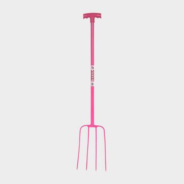 Pink Trilanco Red Gorilla Tubular T-Grip 4 Prong Manure Fork Pink