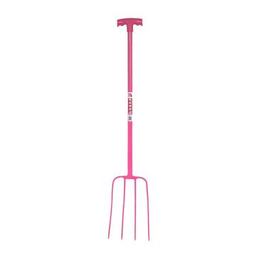 Pink Trilanco Red Gorilla Tubular T-Grip 4 Prong Manure Fork Pink