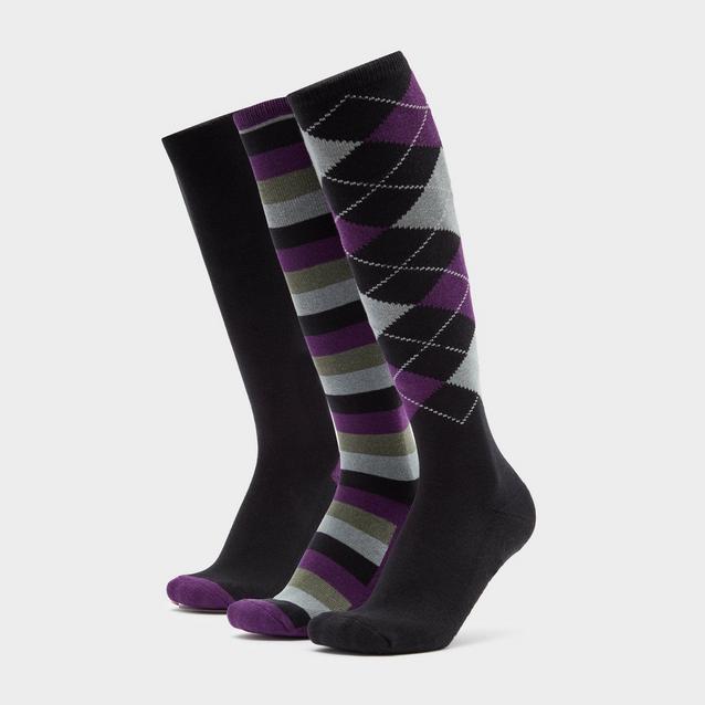 Black Dublin Socks Pack of 3 Black/Purple/Grey image 1
