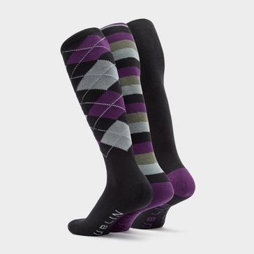 Black Dublin Socks Pack of 3 Black/Purple/Grey