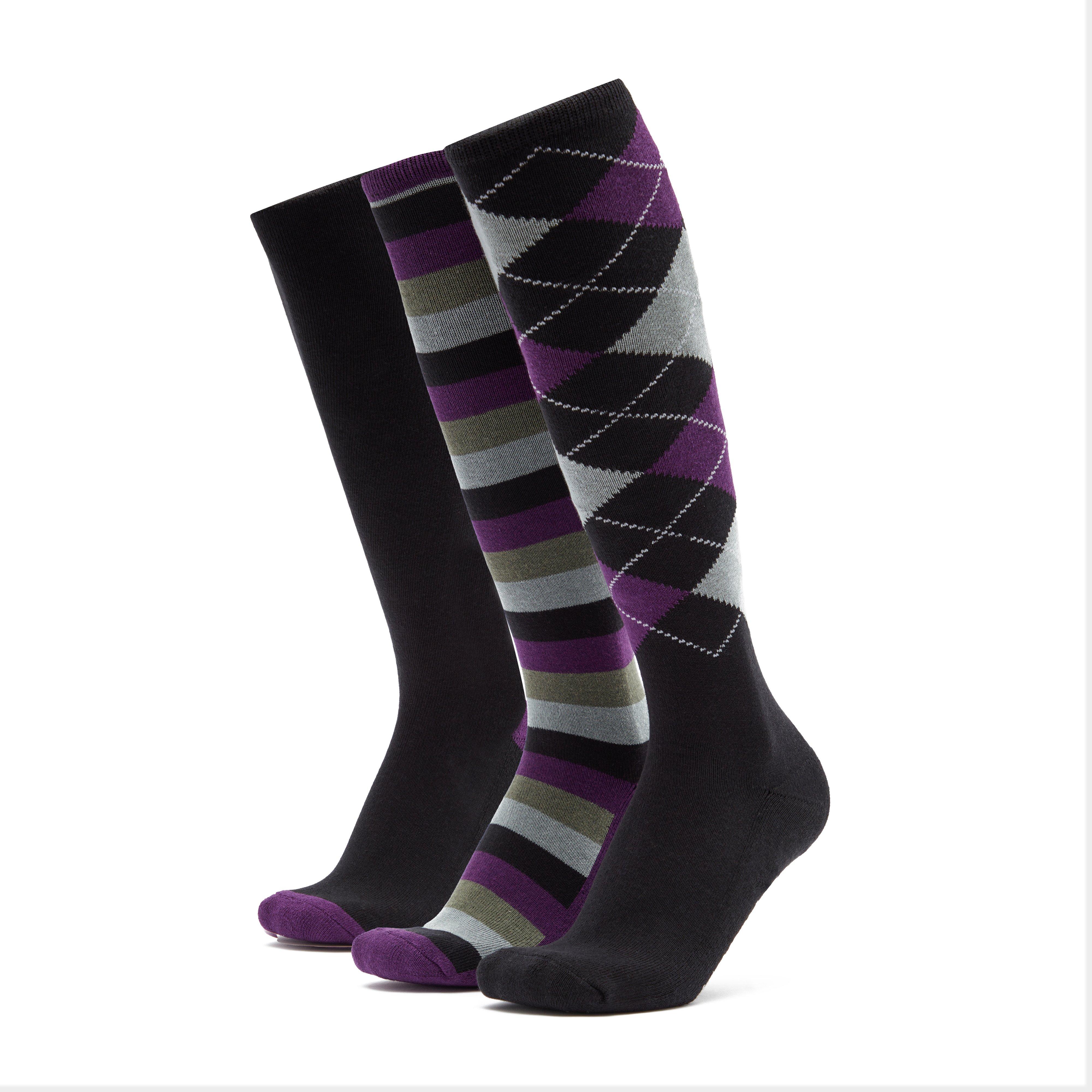 Socks Pack of 3 Black/Purple/Grey