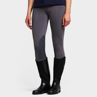Womens Performance Flex Knee Patch Riding Tights Charcoal