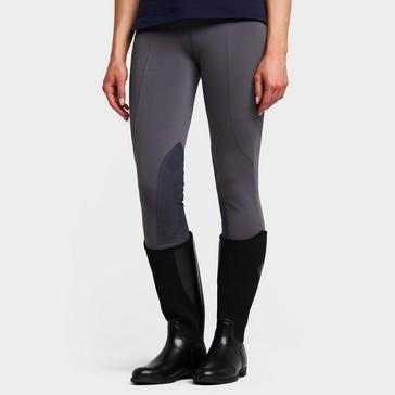 Grey Dublin Ladies Performance Flex Knee Patch Riding Tights Charcoal