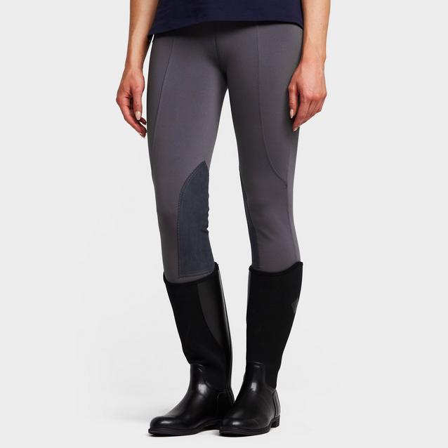 Grey Dublin Ladies Performance Flex Knee Patch Riding Tights Charcoal image 1