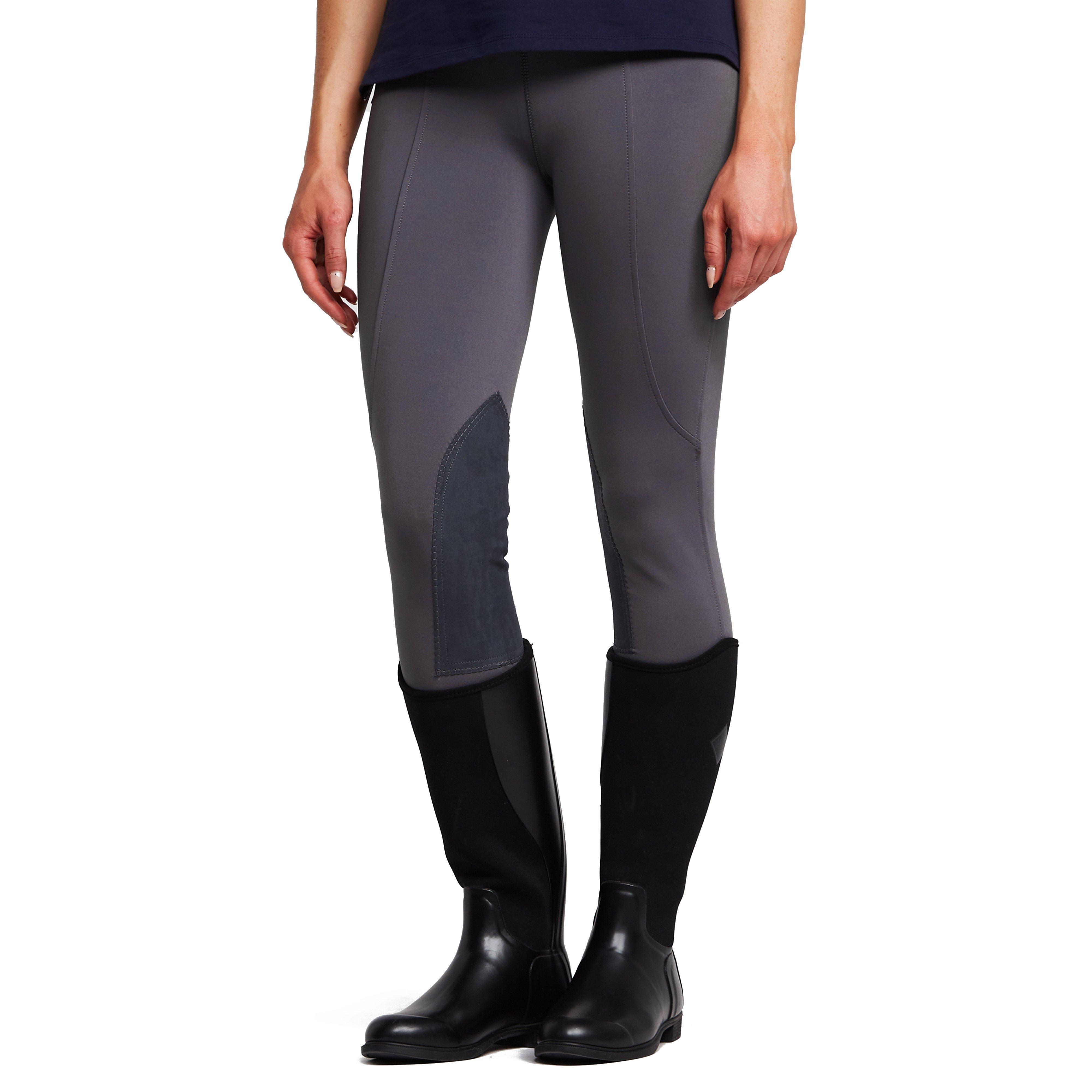Ladies Performance Flex Knee Patch Riding Tights Charcoal