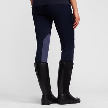 Blue Dublin Womens Performance Flex Knee Patch Riding Tights Navy