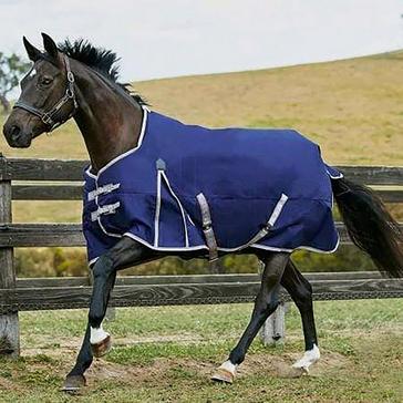 Blue WeatherBeeta ComFiTec Essential 0g Lite Weight Standard Neck Turnout Rug Navy/Silver/Red