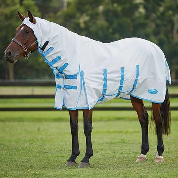 White WeatherBeeta Sweet-Itch Shield Combo Neck Fly Rug White/Blue