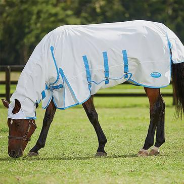 White WeatherBeeta Sweet-Itch Shield Combo Neck Fly Rug White/Blue