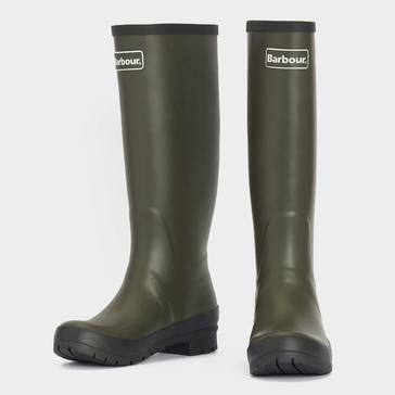 Green Barbour Womens Abbey Wellington Boots Olive