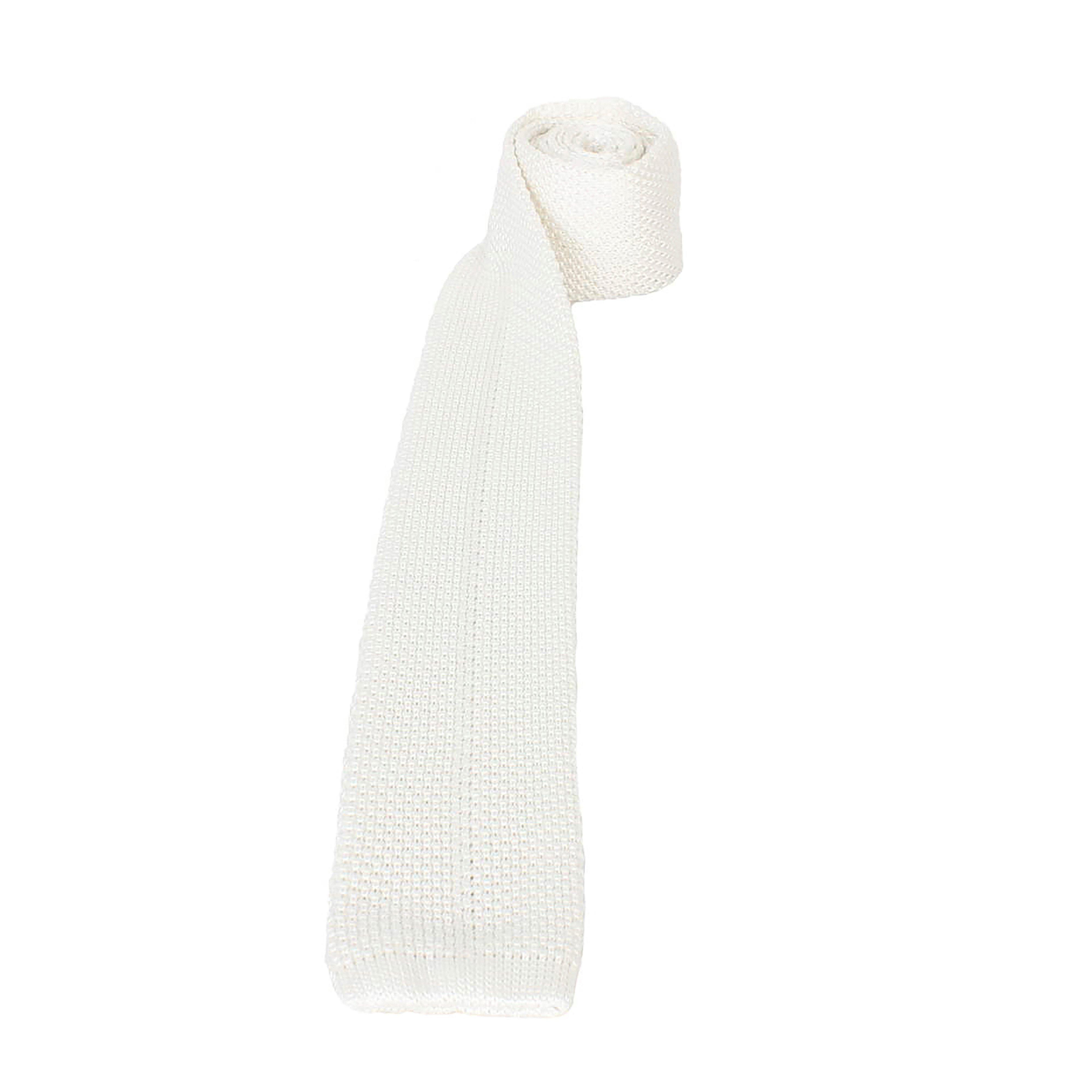 Adult Knitted Competition Tie White