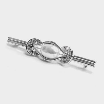 Grey Equetech Pearl Horseshoe Stock Pin Silver
