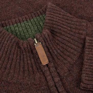 Burgundy Hoggs of Fife Mens Lothian 1/4 Zip Pullover Redwood