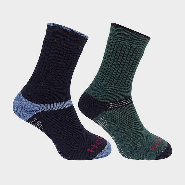 Blue Hoggs of Fife Technical Active Socks 2 Pack Green/Navy image 1