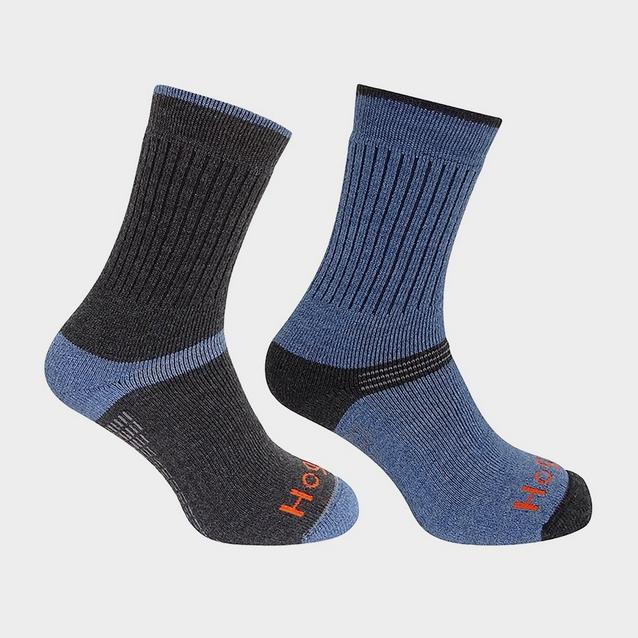 Blue Hoggs of Fife Technical Active Socks 2 Pack Charcoal/Denim image 1