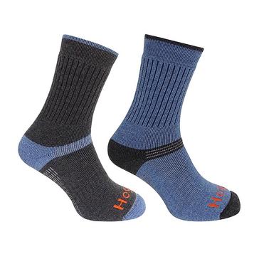 Blue Hoggs of Fife Technical Active Socks 2 Pack Charcoal/Denim