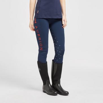 Blue Aubrion Ladies Christmas Riding Tights Navy
