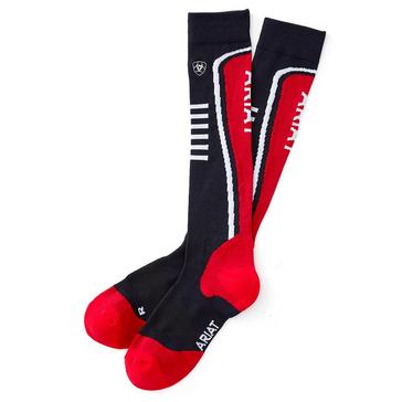 Blue Ariat Tek Slimline Performance Socks Navy/Red