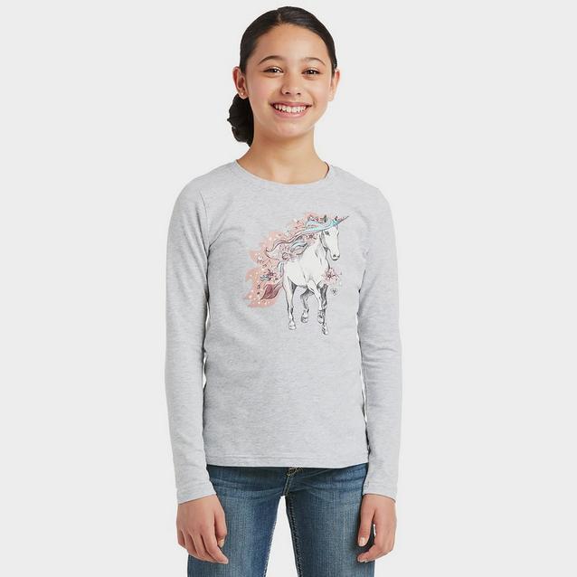 Grey Ariat Childs Unicorn Long Sleeve T-Shirt Heather Grey image 1