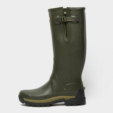 Green Hunter Mens Balmoral Neoprene Side Adjustable Wellington Boots Dark Olive