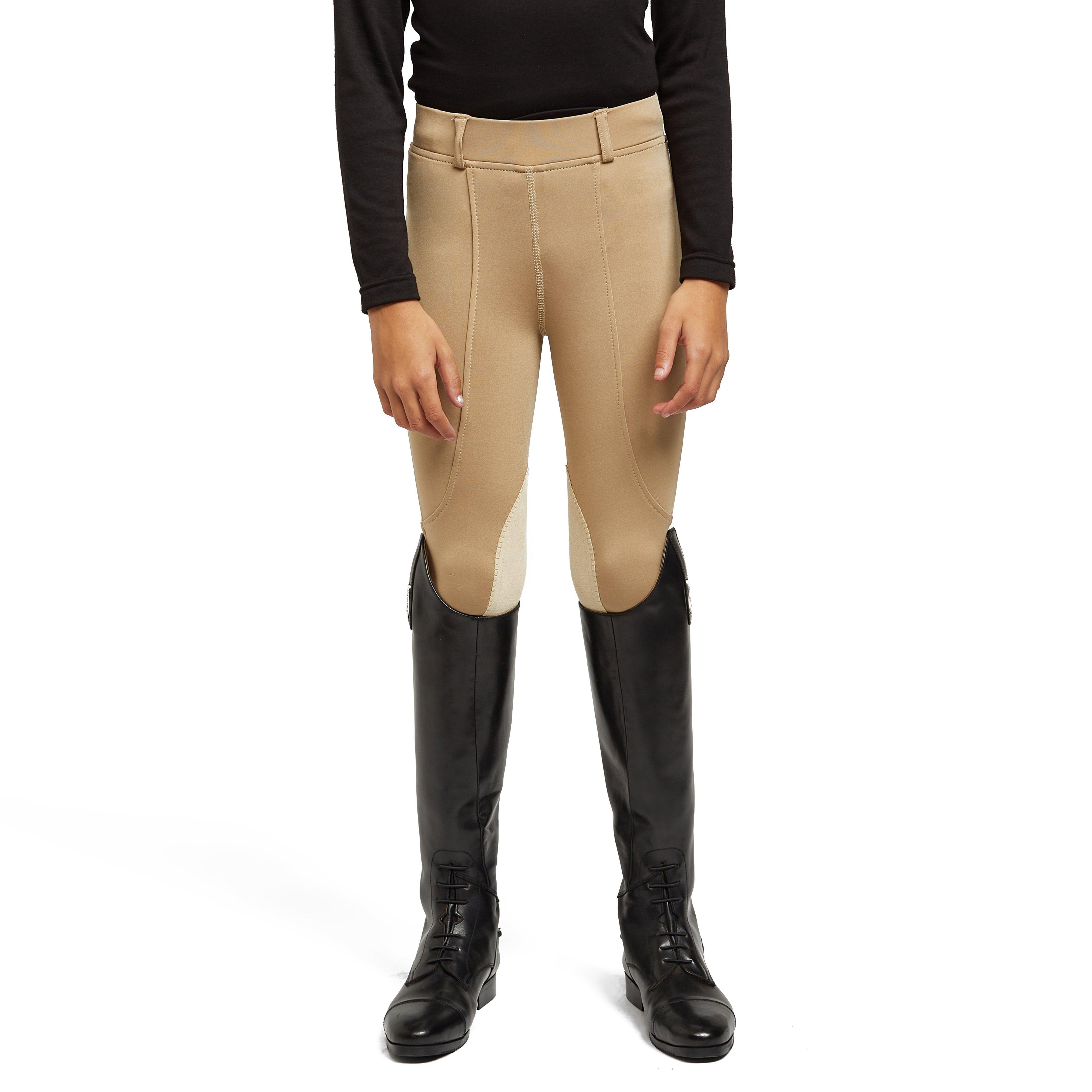 Childs Performance Flex Knee Patch Riding Tights Beige