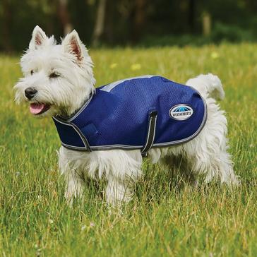 Blue WeatherBeeta ComFiTec Premier Free Parka 220g Medium Weight Dog Coat Dark Blue/Grey/White