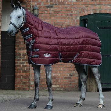 Red WeatherBeeta ComFiTec 210D Channel Quilt 400g Heavy Weight Combo Neck Stable Rug Maroon/Grey/White